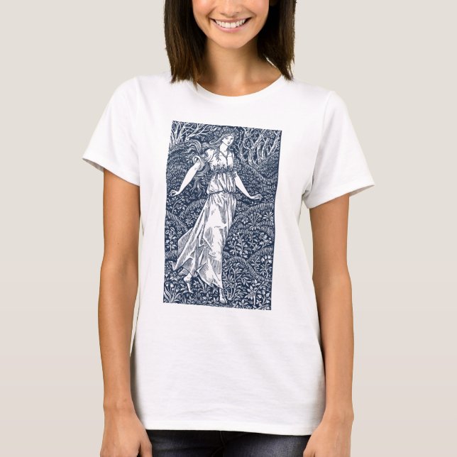 Enchanting William Morris–Style Woodland woman T-Shirt (Front)