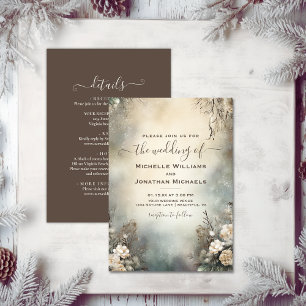 Enchanting Winter Garden Floral All in One Wedding Invitation