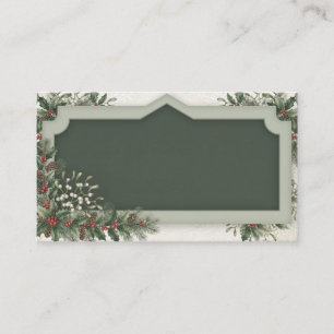 Enchanting Winter Sage & Cream Botanical Holly Place Card