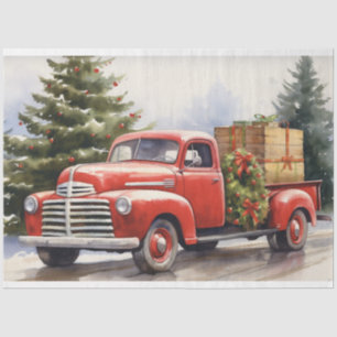 Enchanting Winter Scene: Vintage Truck Christmas Tissue Paper