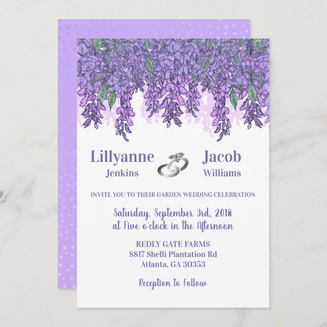 Enchanting Wisteria Garden Wedding Invitation (Front/Back)