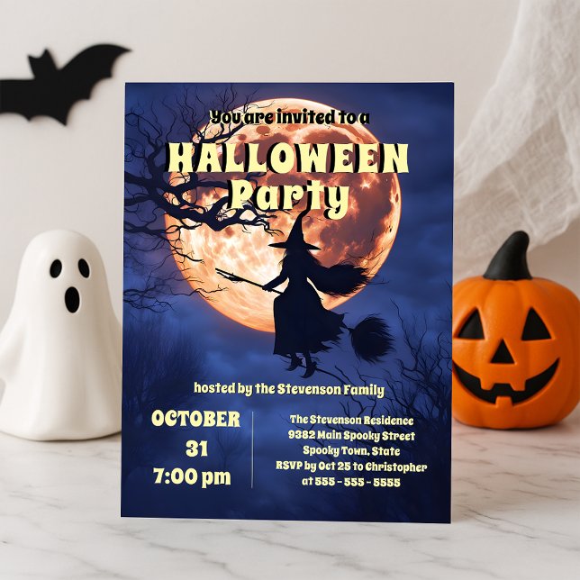 Enchanting Witch Full Moon Halloween Party Invitation (Creator Uploaded)