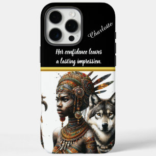 Enchanting woman-wolf bond in nature iPhone 16 pro max case