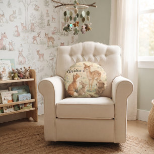 Enchanting Woodlands Animals Round Cushion