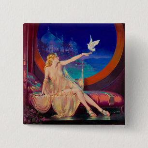 Enchantment of Arabian Concubine Pinup Girl 15 Cm Square Badge