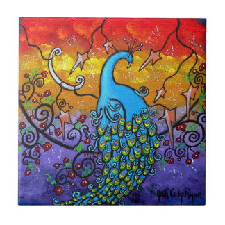 Enchantment Peacock Art Tile