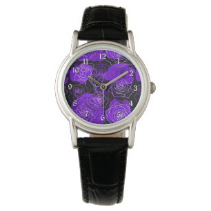 Enchantment Purple Roses Floral Wrist Watch