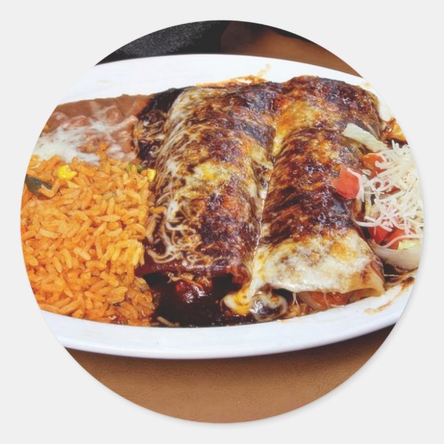 Enchiladas Rice Beans Classic Round Sticker (Front)