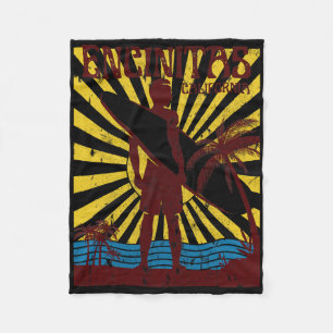 Encinitas Beach California Surfing Surf Ocean Usa Fleece Blanket