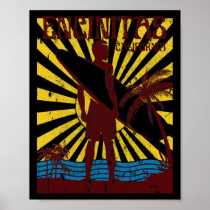 Encinitas Beach California Surfing Surf Ocean Usa Poster