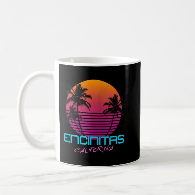 Encinitas California Retro 80's Sunset Zip Hoodie Coffee Mug (Left)