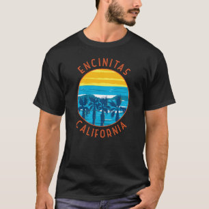 Encinitas California Retro Distressed Circle T-Shirt