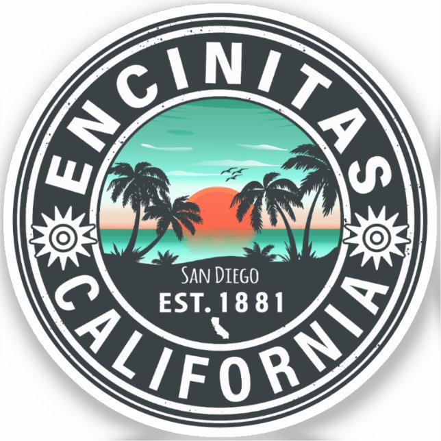 Encinitas California Retro Sunset Souvenirs 80s (Front)