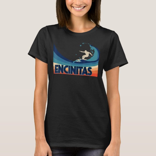 Encinitas California Retro Surf Sailing & Fishing  T-Shirt (Front)