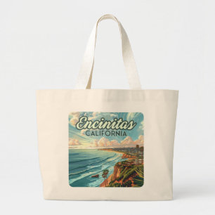 Encinitas California San Diego Beach Vintage Large Tote Bag