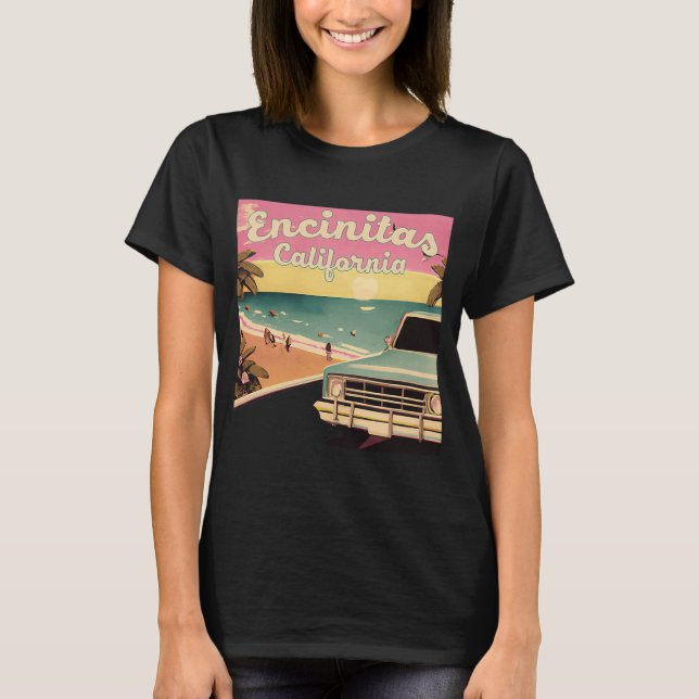 Encinitas Retro Beach Vacation Souvenir Encinitas  T-Shirt (Front)