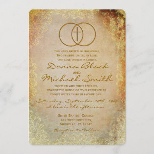 Encircled Cross Religious Wedding Invitations