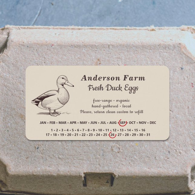 Encircled Date - Farm Duck Eggs Brown Sticker (Encircled Date - Farm Duck Eggs Brown Sticker)