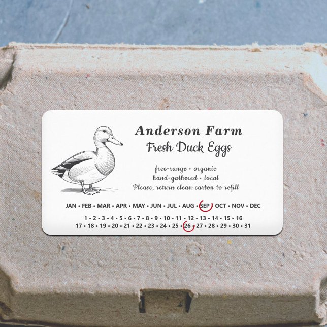 Encircled Date - Farm Duck Eggs White Sticker (Encircled Date - Farm Duck Eggs White Sticker)