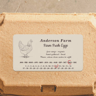 Encircled Date - Farm Fresh Eggs Brown Sticker