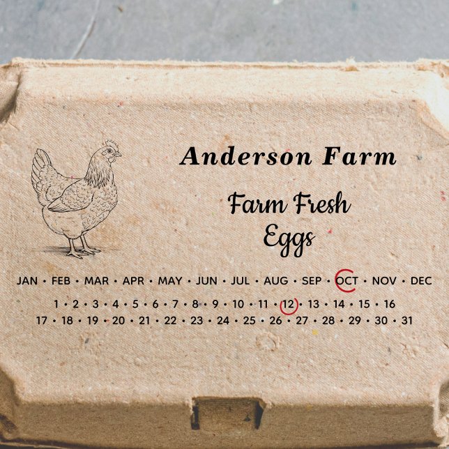 Encircled Date - Farm Fresh Eggs Carton Self-inking Stamp (Encircled Date - Farm Fresh Eggs Carton Self-inking )