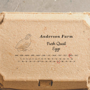 Encircled Date - Farm Quail Eggs Carton Self-inking Stamp