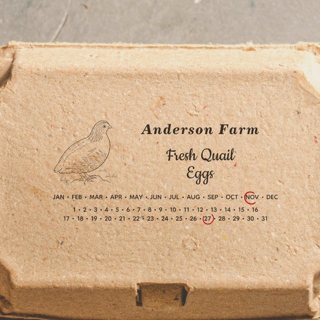 Encircled Date - Farm Quail Eggs Carton Self-inking Stamp (Encircled Date - Farm Quail Eggs Carton Self-inking Stamp)
