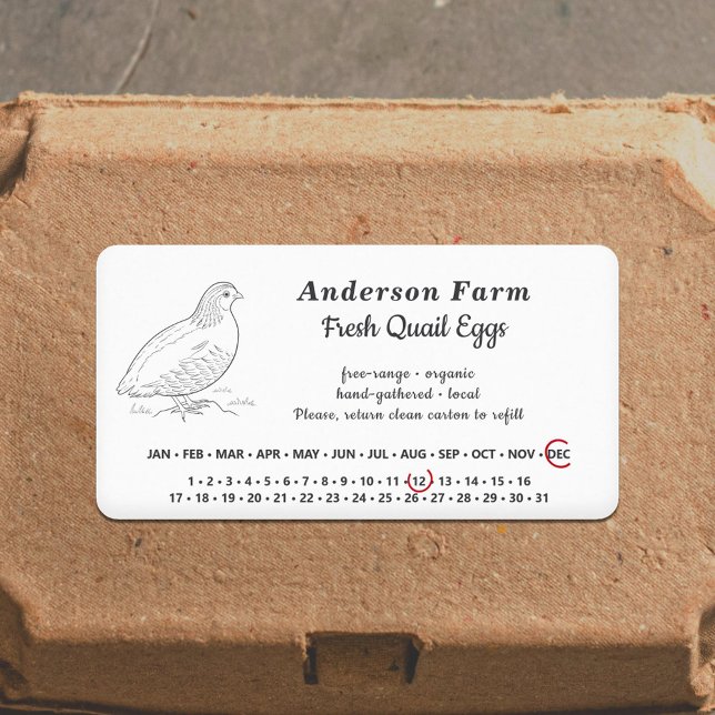 Encircled Date - Farm Quail Eggs White Sticker (Encircled Date - Farm Quail Eggs White Sticker)