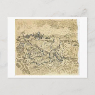 Enclosed Field Sower in Rain, Vincent van Gogh Postcard