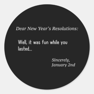 Enclosed Gappy New Year  187 Classic Round Sticker