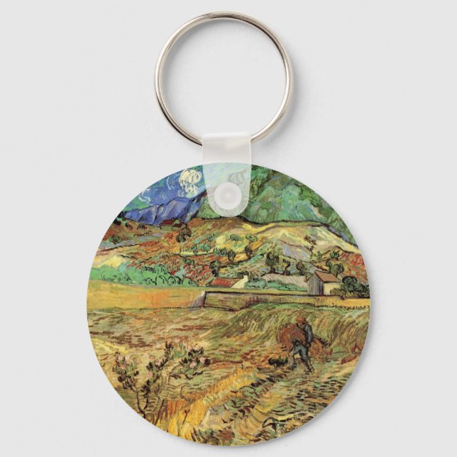 Enclosed Wheat Field w Peasant by Vincent van Gogh Key Ring (Front)