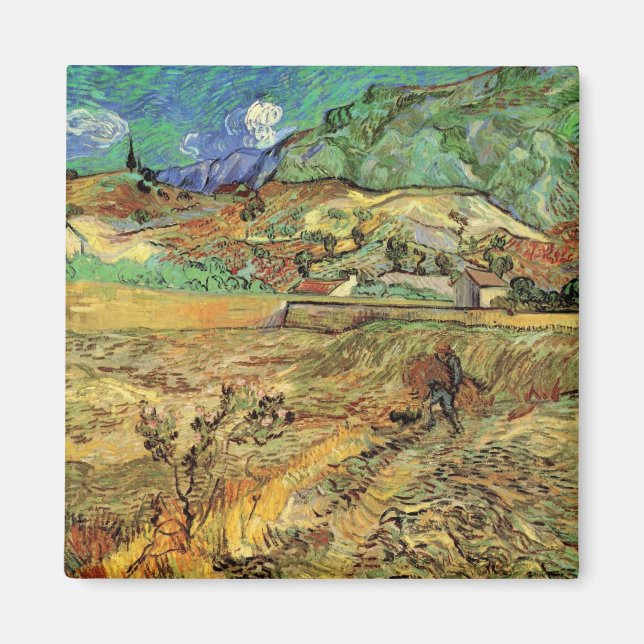 Enclosed Wheat Field w Peasant by Vincent van Gogh Magnet (Front)