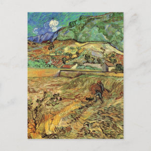 Enclosed Wheat Field w Peasant by Vincent van Gogh Postcard