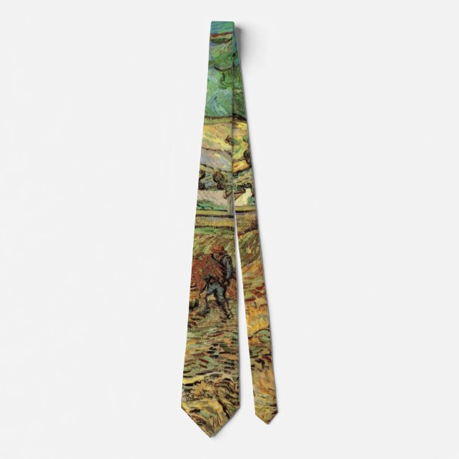 Enclosed Wheat Field w Peasant by Vincent van Gogh Tie (Front)
