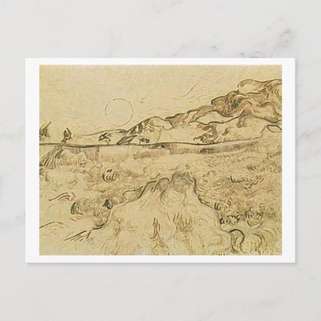 Enclosed Wheat Field with Reaper, Vincent van Gogh Postcard (Front)