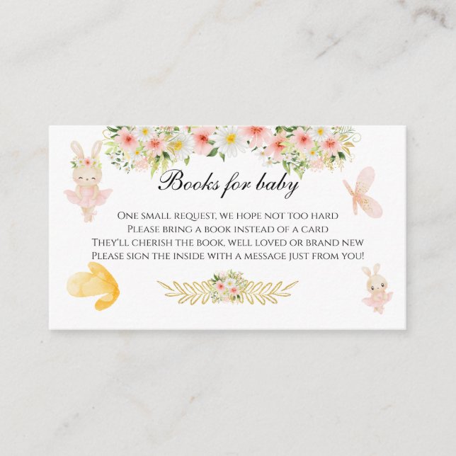 Enclosure card baby shower bunny book card  (Front)