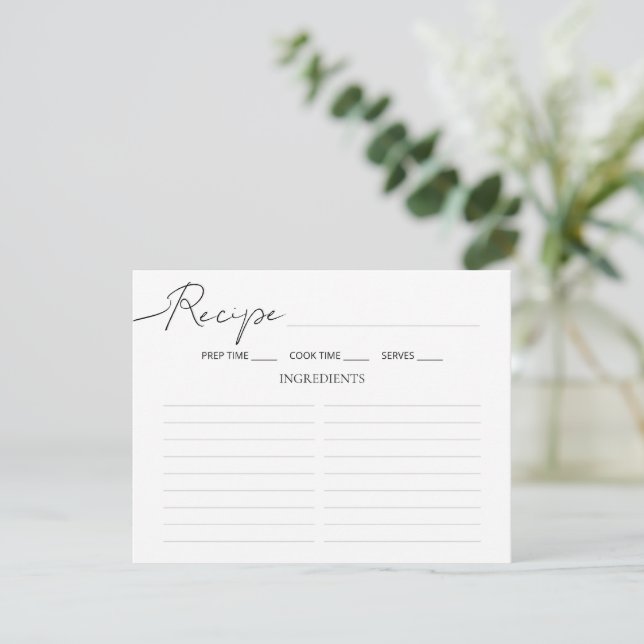 Enclosure Card Bridal Shower Recipe. (Standing Front)
