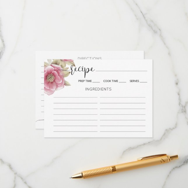 Enclosure Card Bridal Shower Recipe. (Front/Back In Situ)