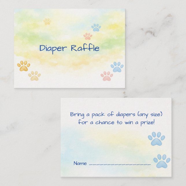 Enclosure Card Diaper Raffle Puppy Theme (Front/Back)