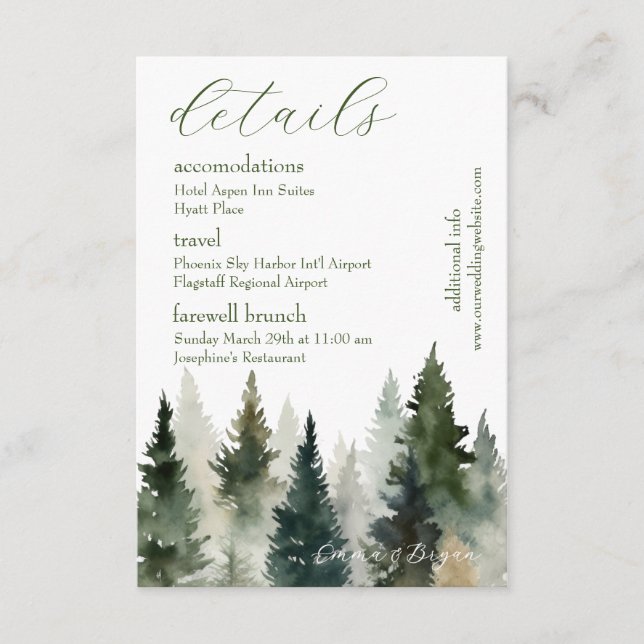 Enclosure Card | Forest Pines Watercolor (Front)