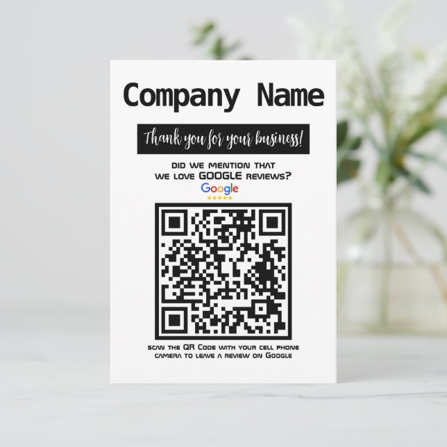 Enclosure Card - QR Code Google Business Review (Standing Front)