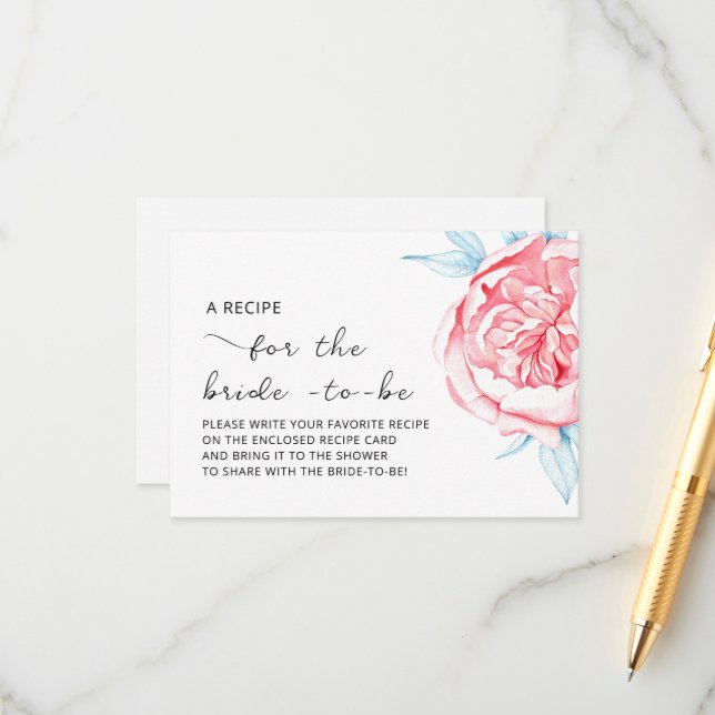 Enclosure Card "RECIPE for the bride - to - be"  (Front/Back In Situ)