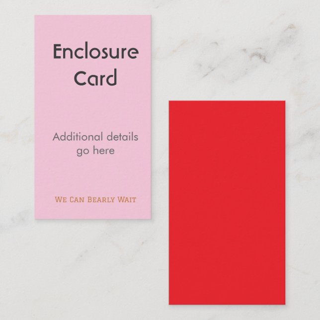 Enclosure Card Wedding Birth Announcement | Diaper (Front/Back)