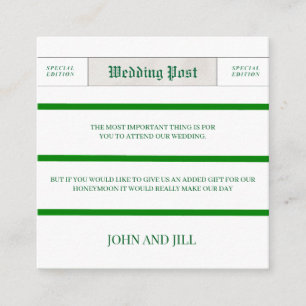 Enclosure Cards Vintage Newspaper Wedding Card