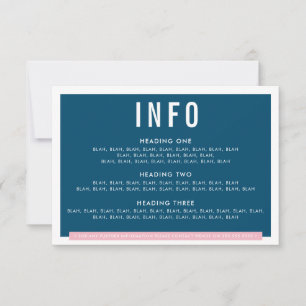 ENCLOSURE DETAILS fun bold block navy blue pink RSVP Card