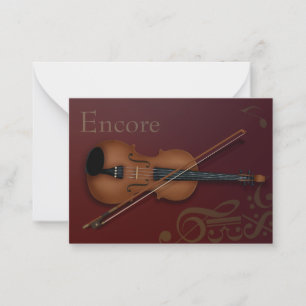 "Encore" Violin & Bow Elegant Burgundy Custom Card