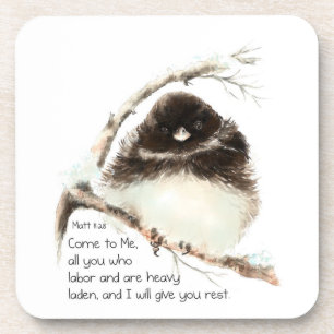 Encoucouraging Scripture Matthew 8:28 Cute  Birds Coaster