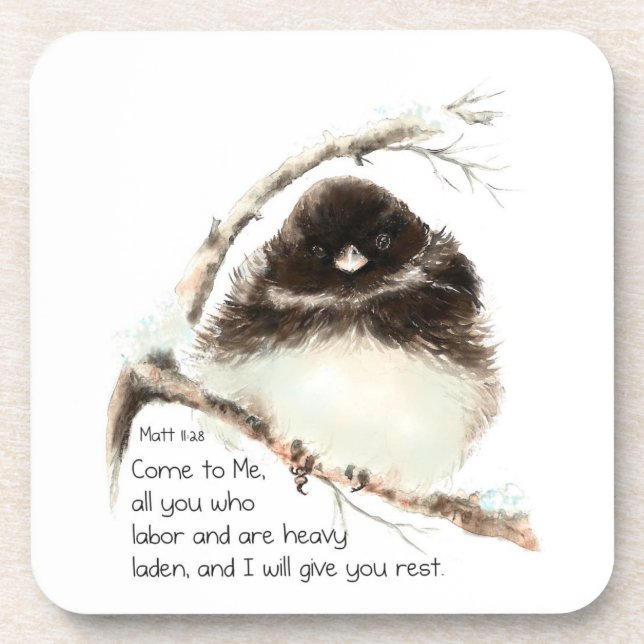 Encoucouraging Scripture Matthew 8:28 Cute  Birds Coaster (Front)