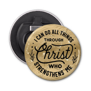 Encourage Bible Verse with Elegant Shiny Gold Bottle Opener