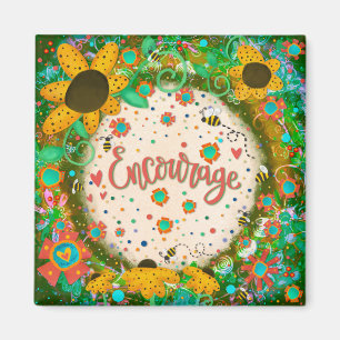 Encourage Pretty Fun Floral Modern Inspirivity Magnet